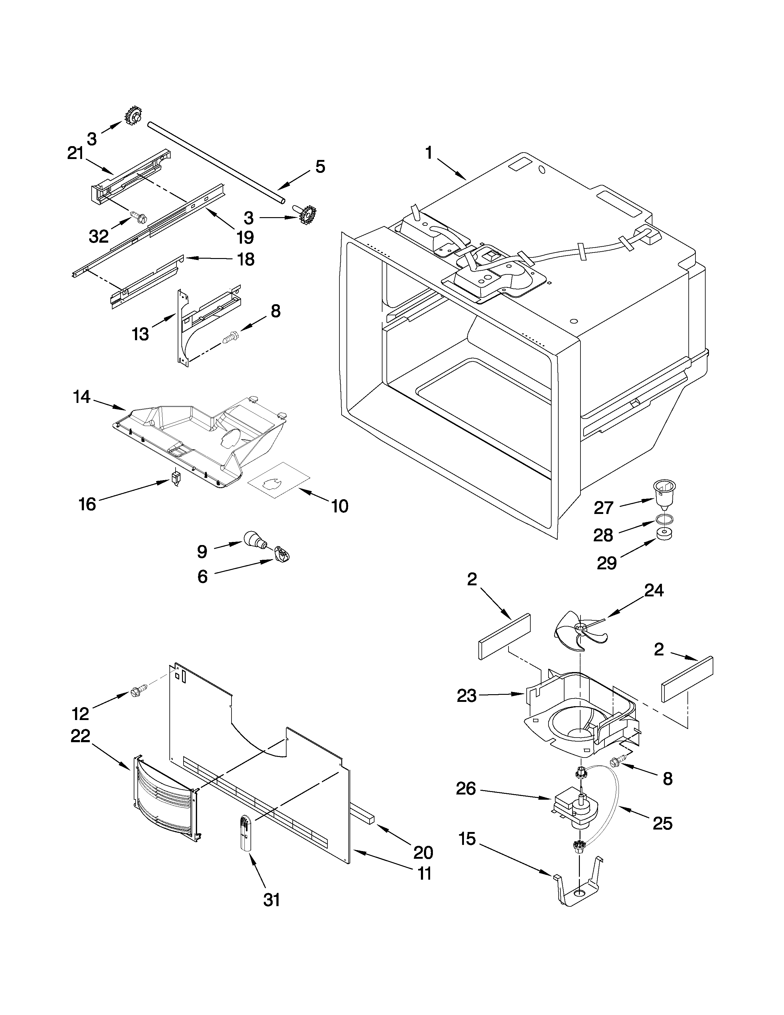 Freezer liner parts