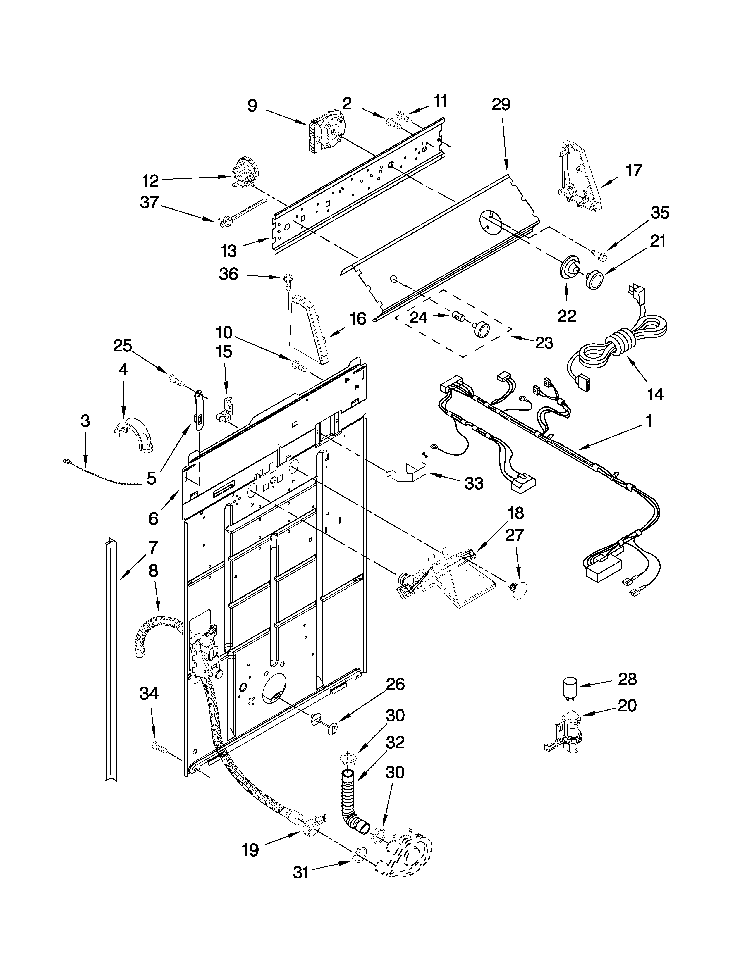 Controls and rear panel parts