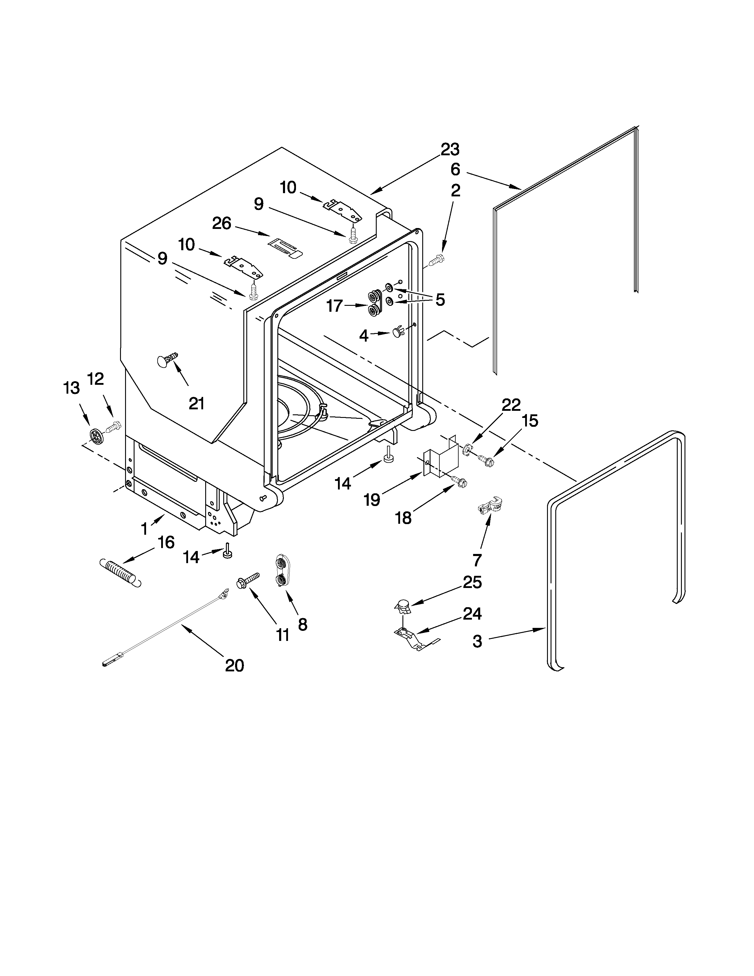 TUB AND FRAME PARTS