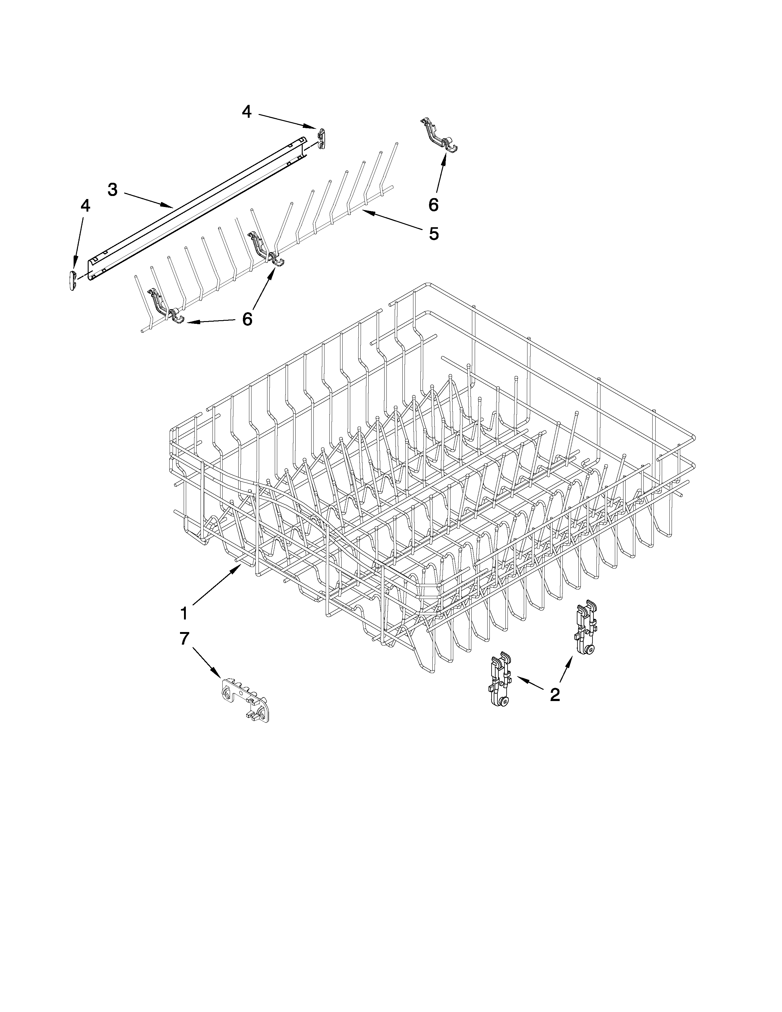 Upper rack and track parts