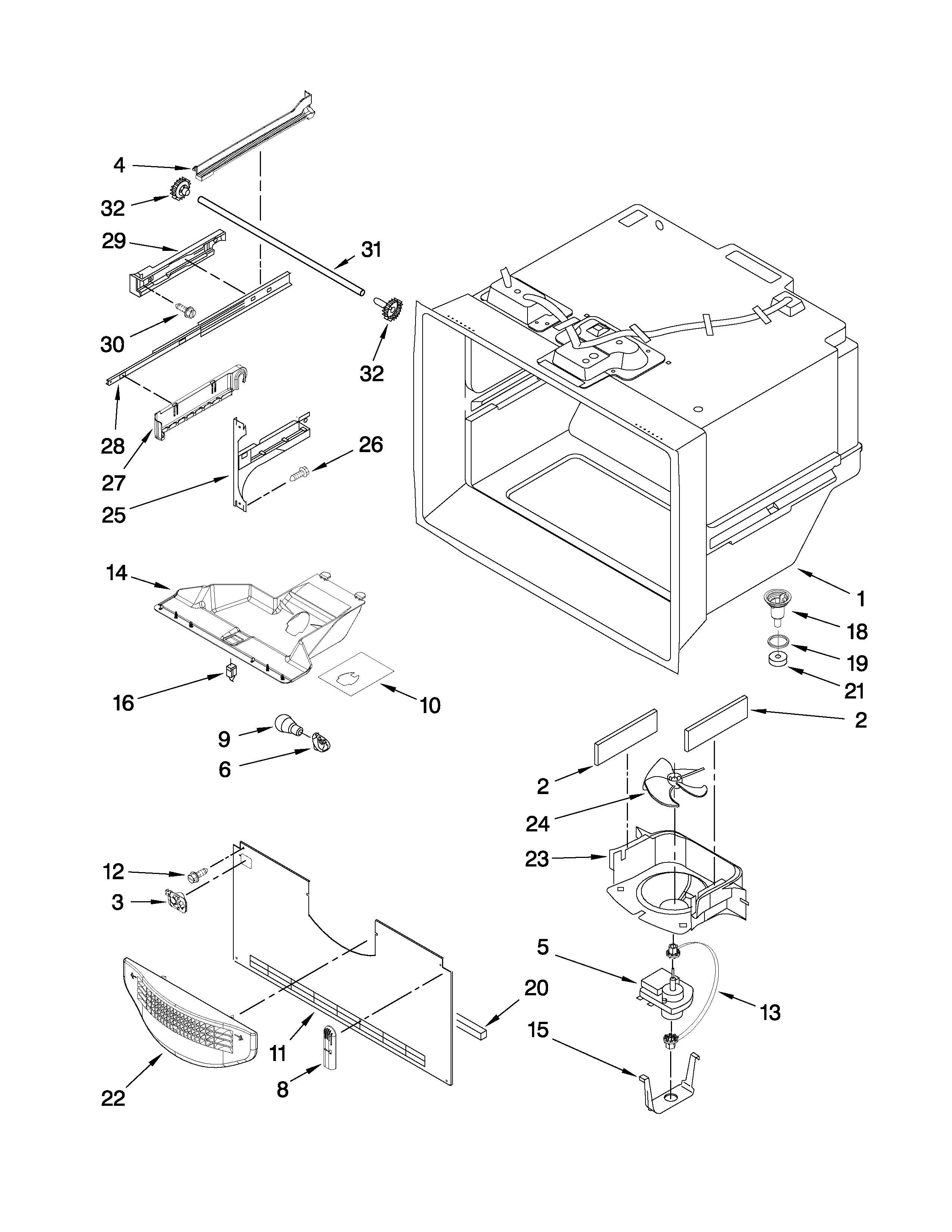 Freezer liner parts