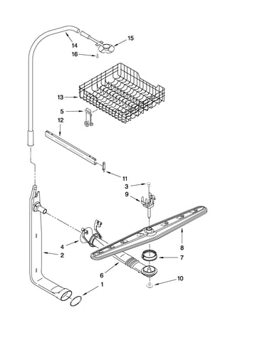 Upper dishrack and water feed parts