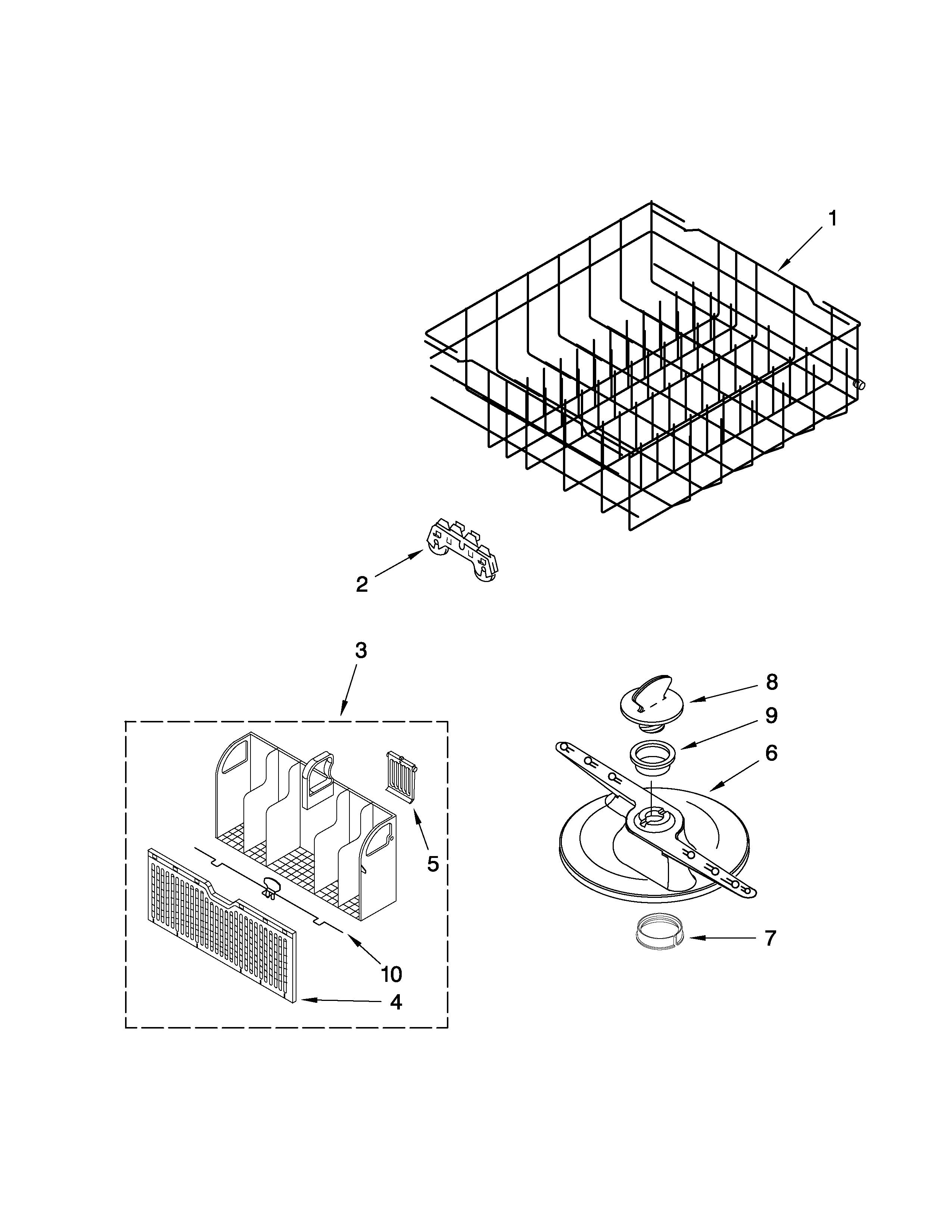 Lower dishrack parts