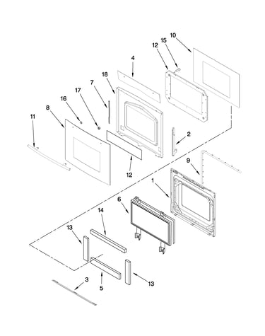 Upper oven door parts