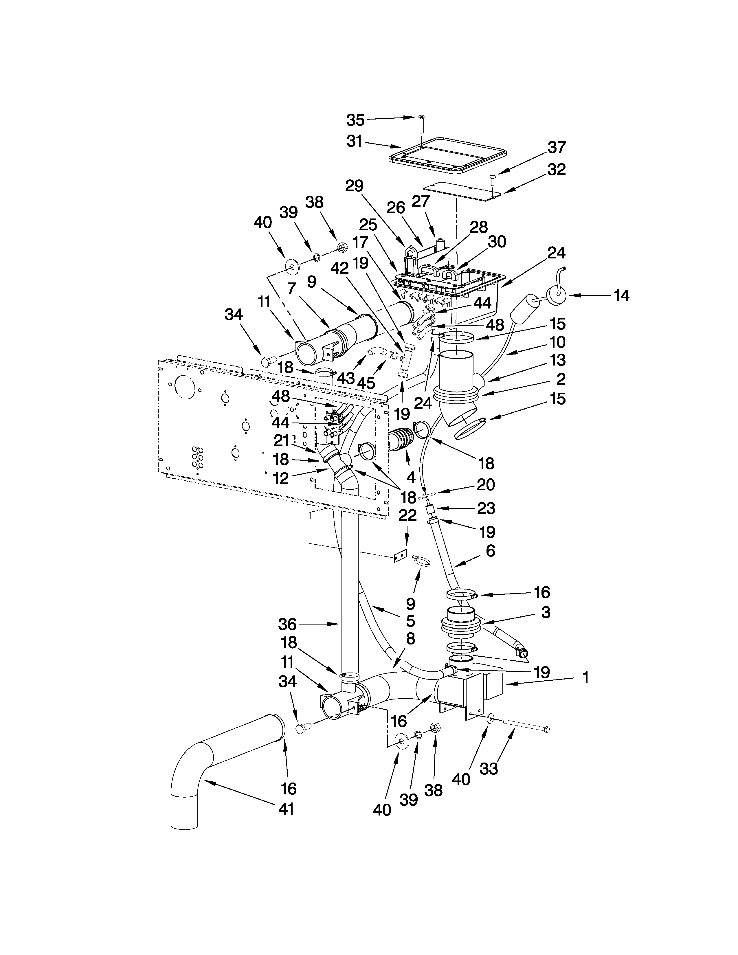 SOAP HOPPER AND WATER SYSTEM PARTS