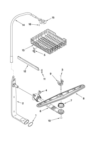 Upper dishrack and water feed parts