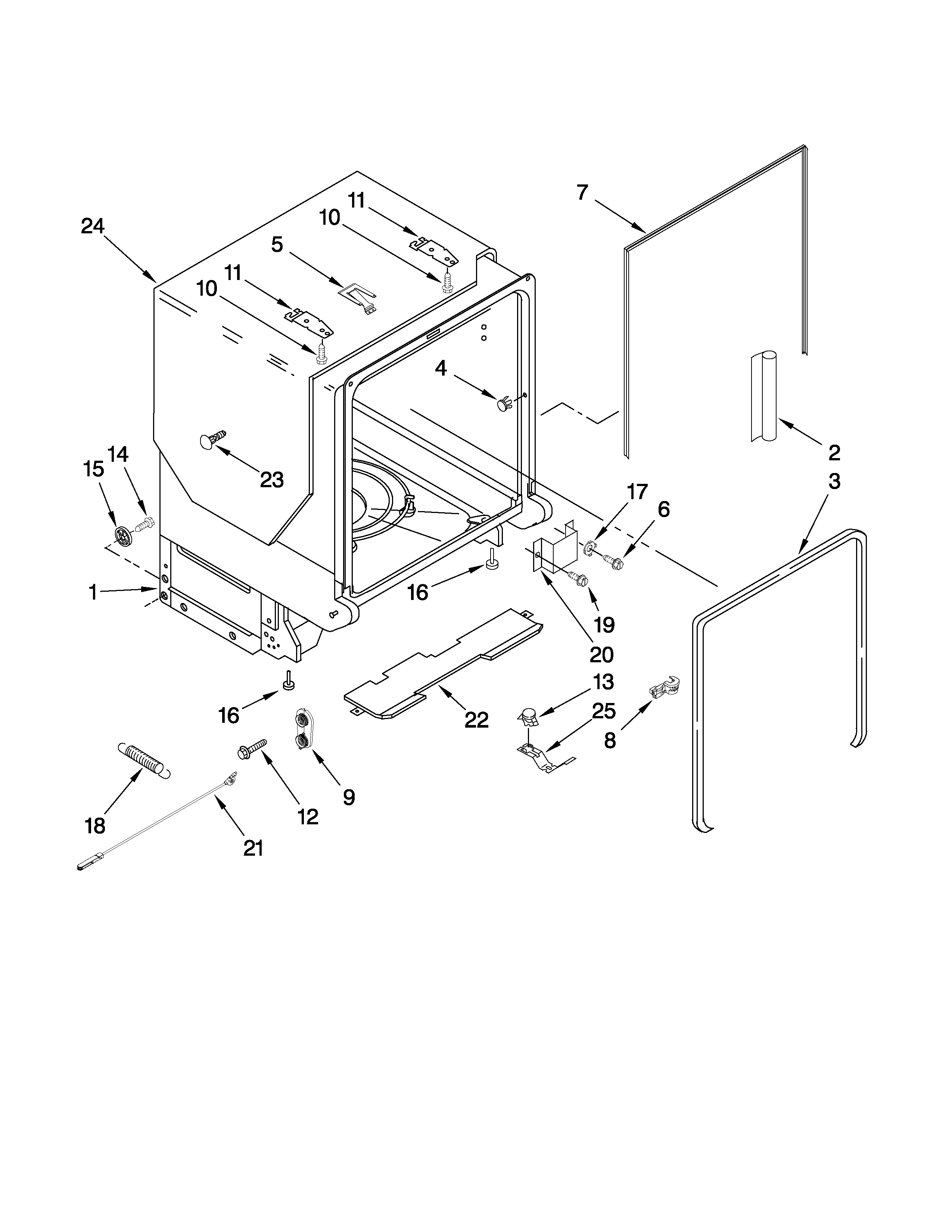 TUB AND FRAME PARTS