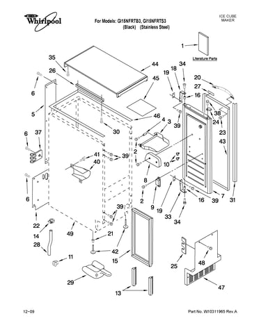 Cabinet liner and door parts