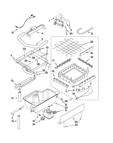 Evaporator ice cutter grid and water parts