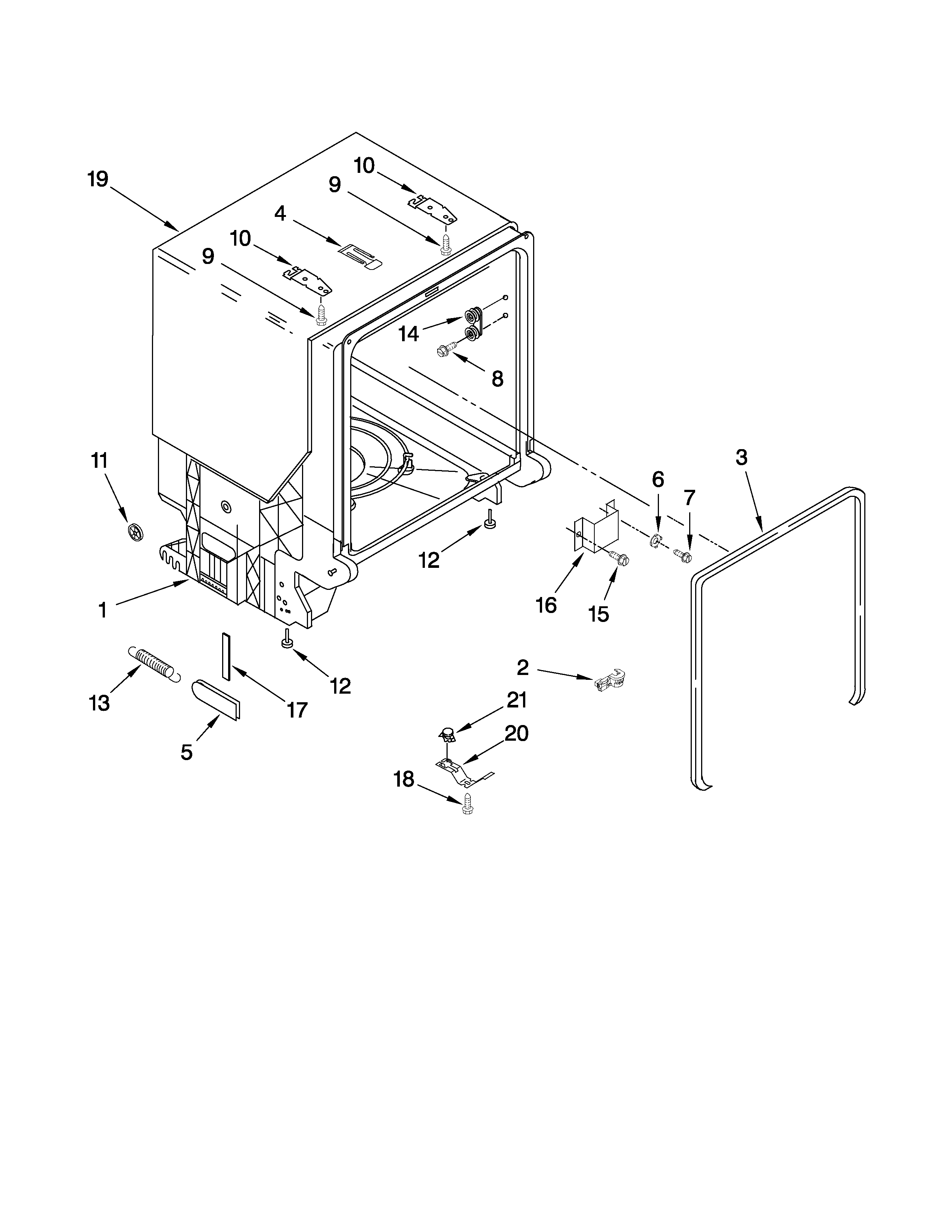 TUB AND FRAME PARTS