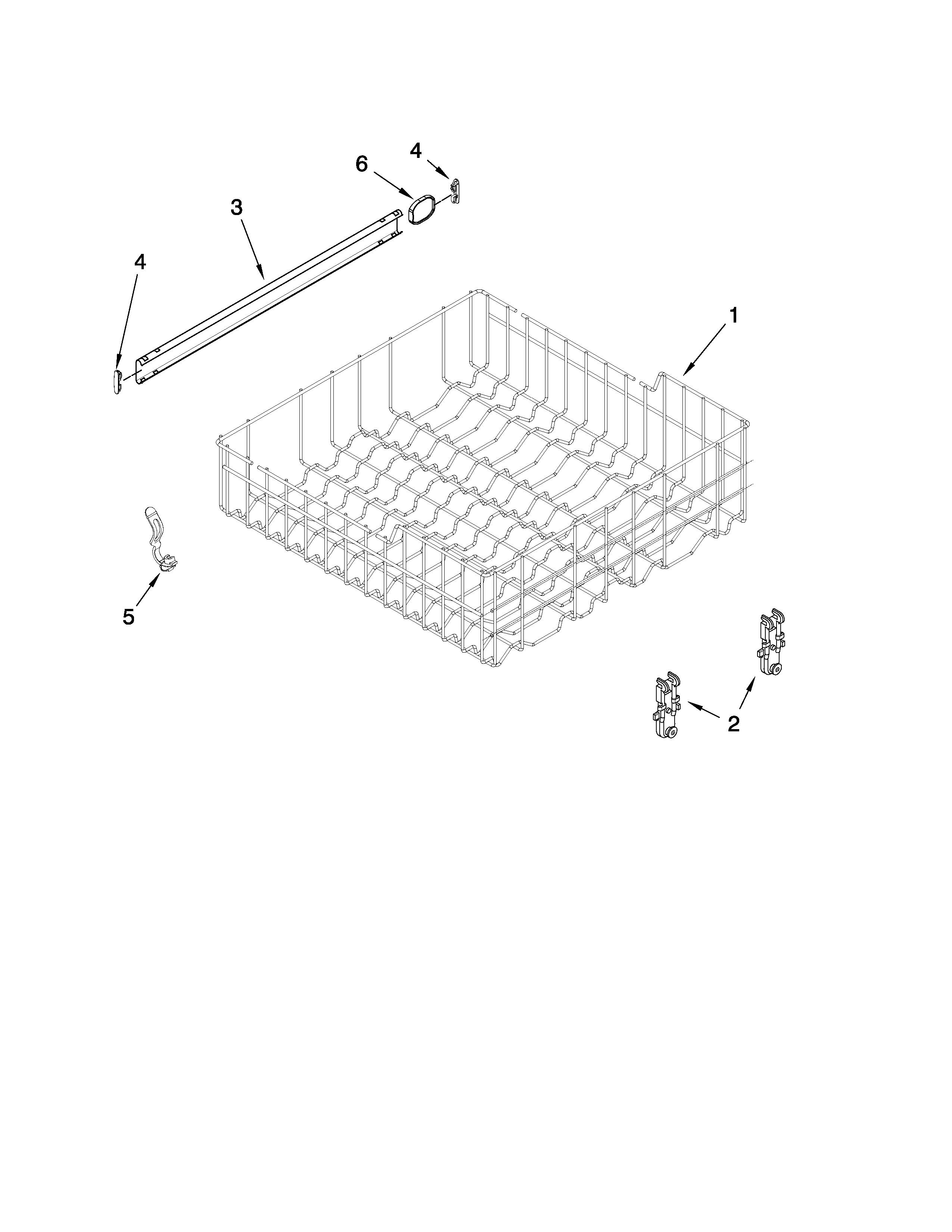 Upper rack and track parts