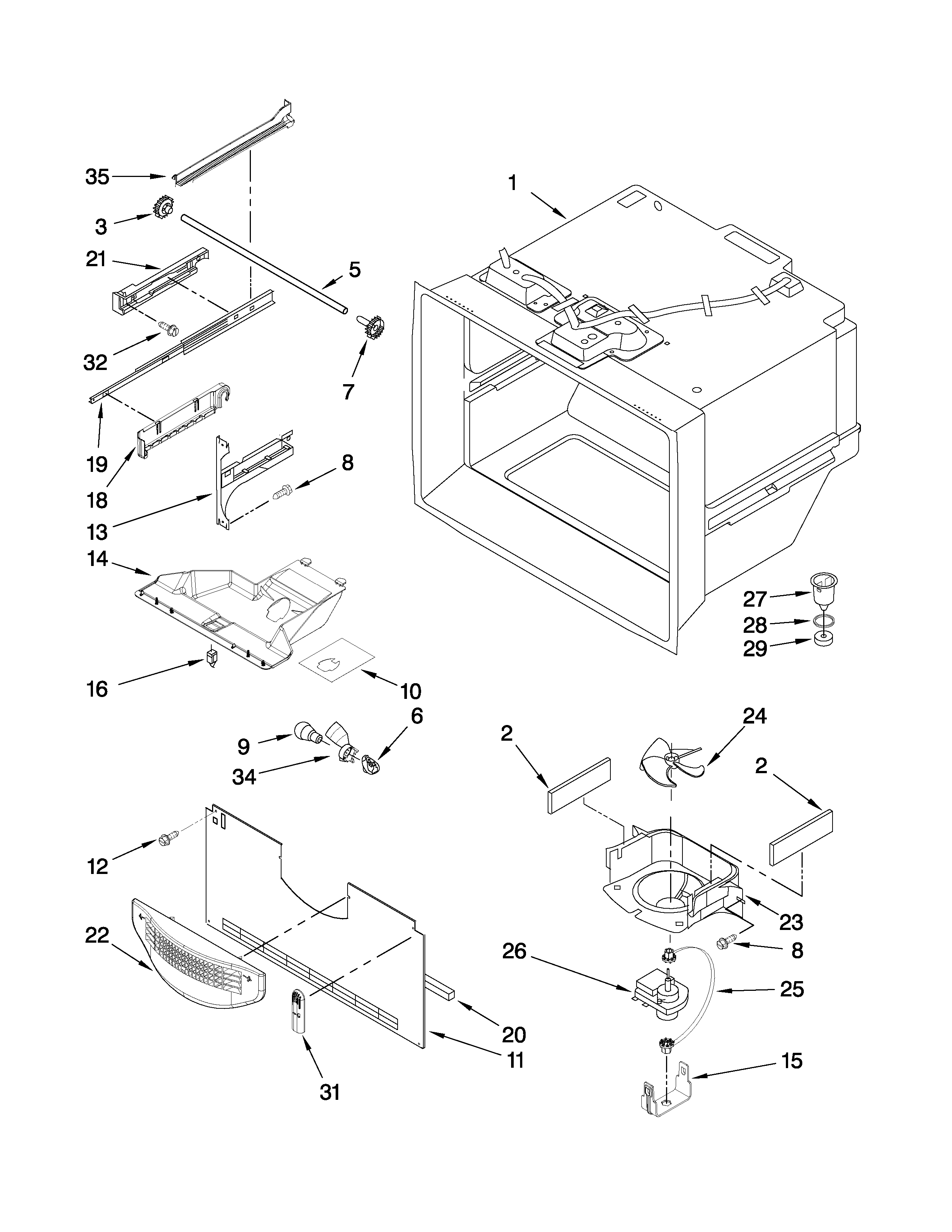 Freezer liner parts