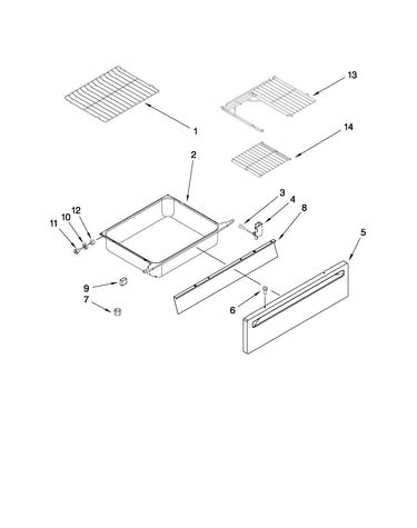 Drawer and rack parts