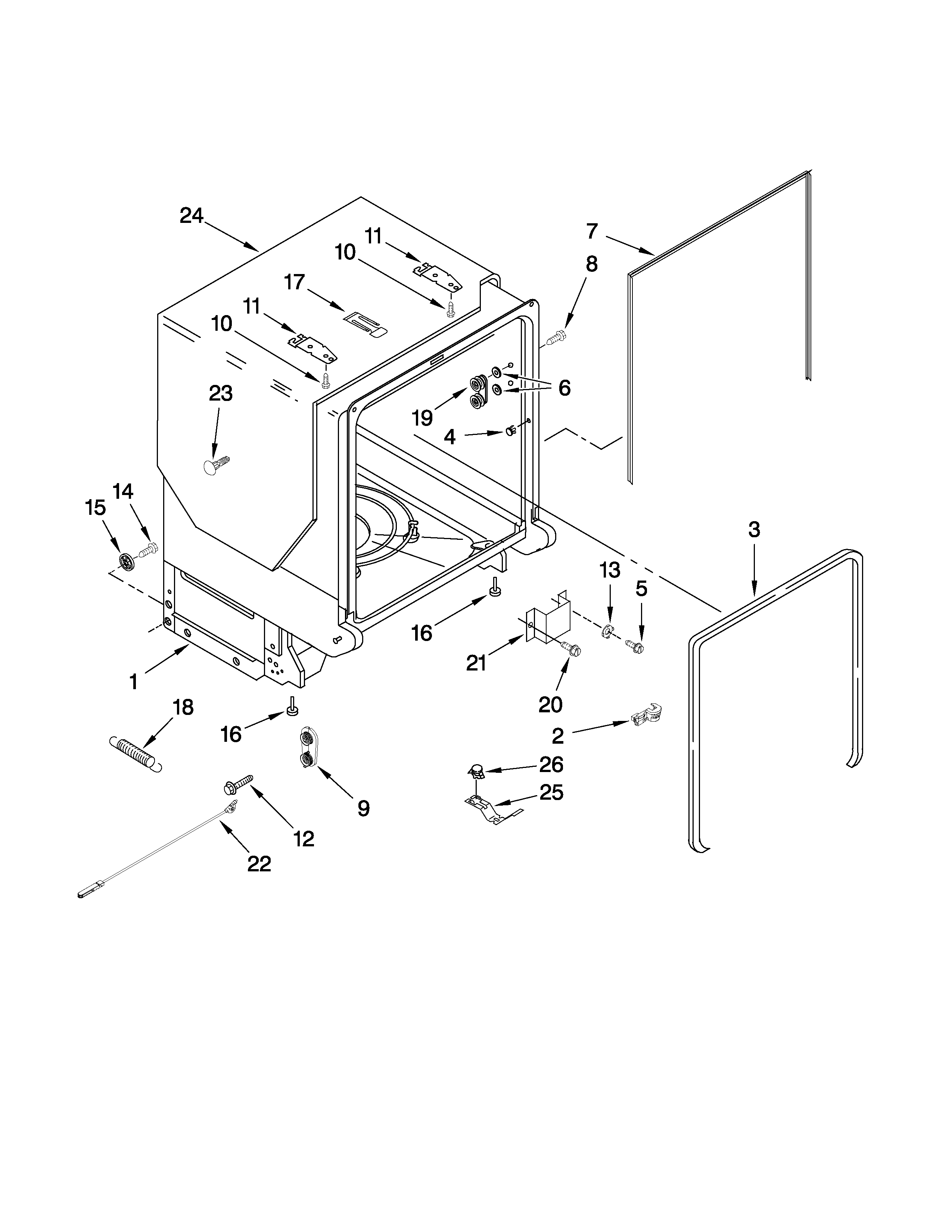 TUB AND FRAME PARTS