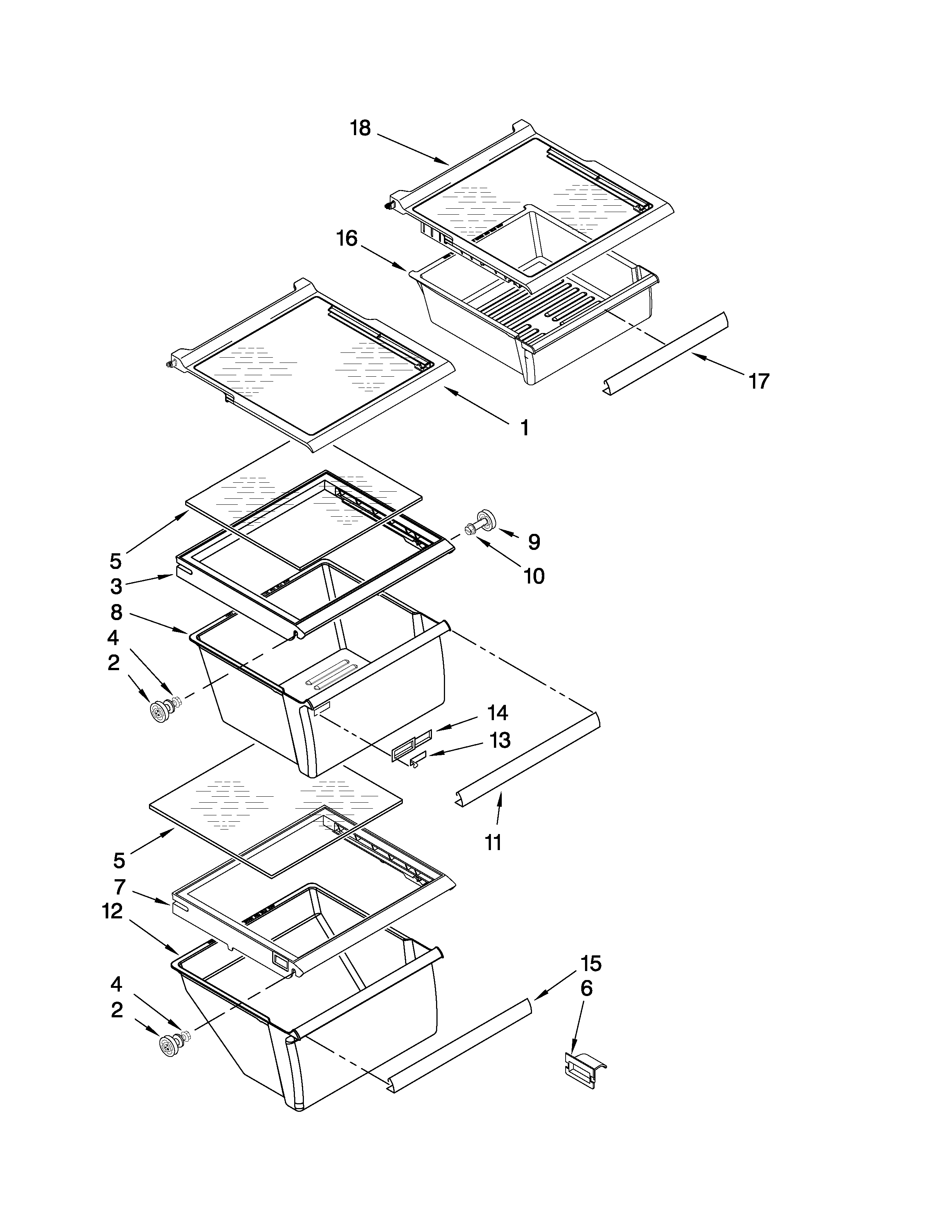 Refrigerator shelf parts