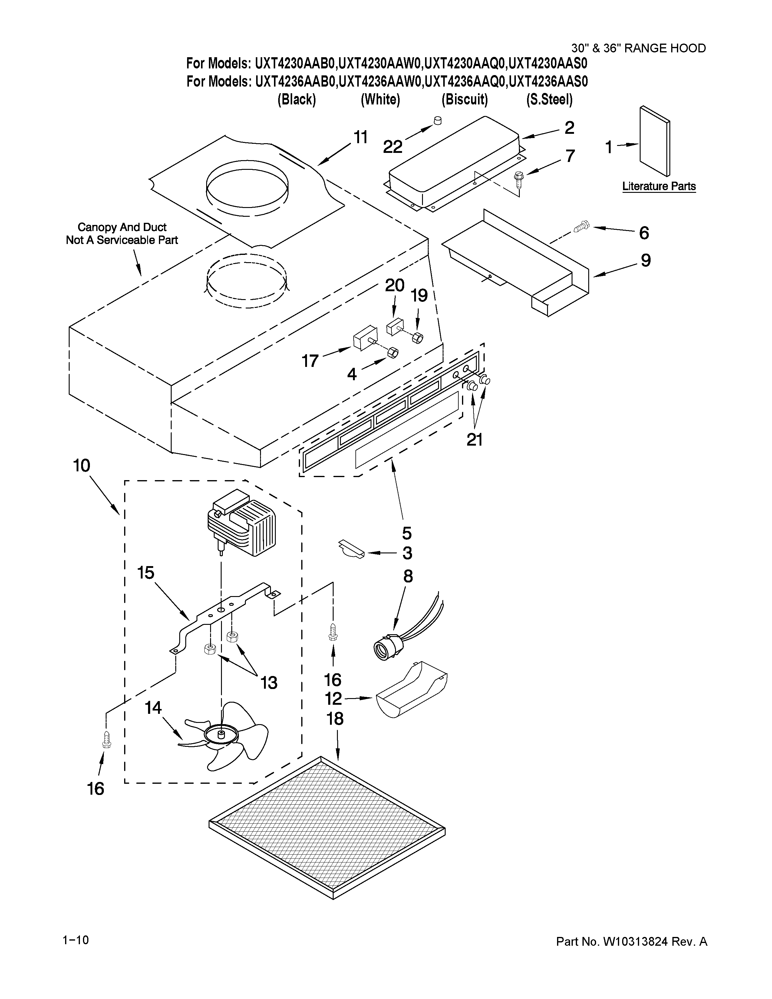 RANGE HOOD PARTS