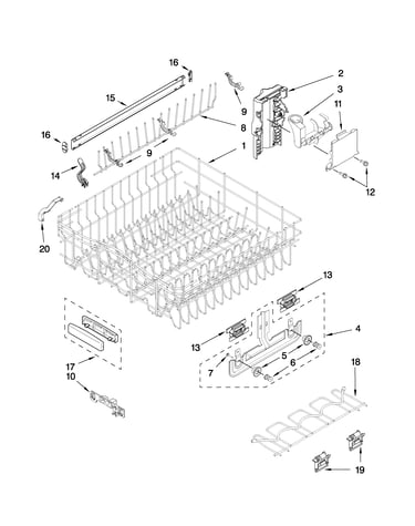Upper rack and track parts