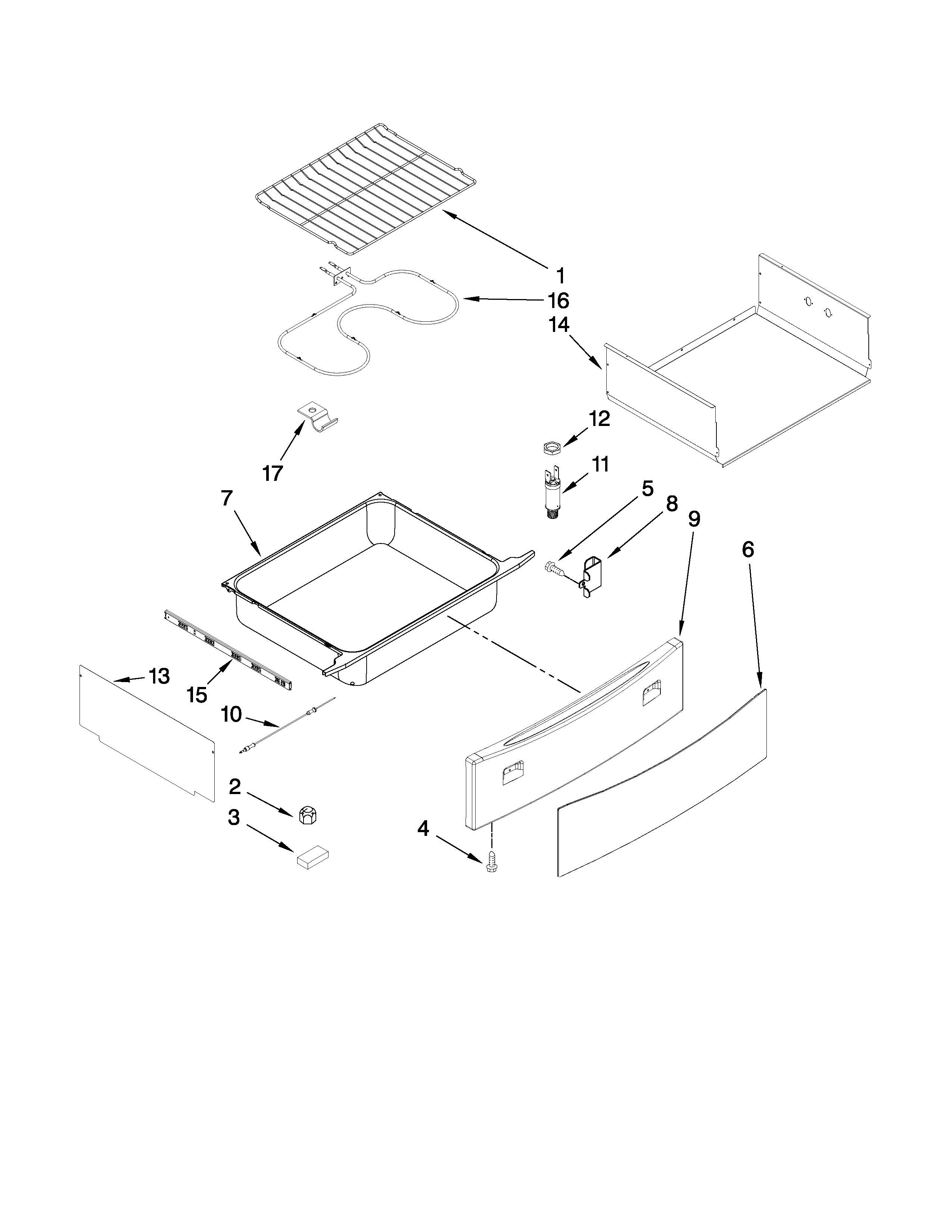 Drawer and rack parts