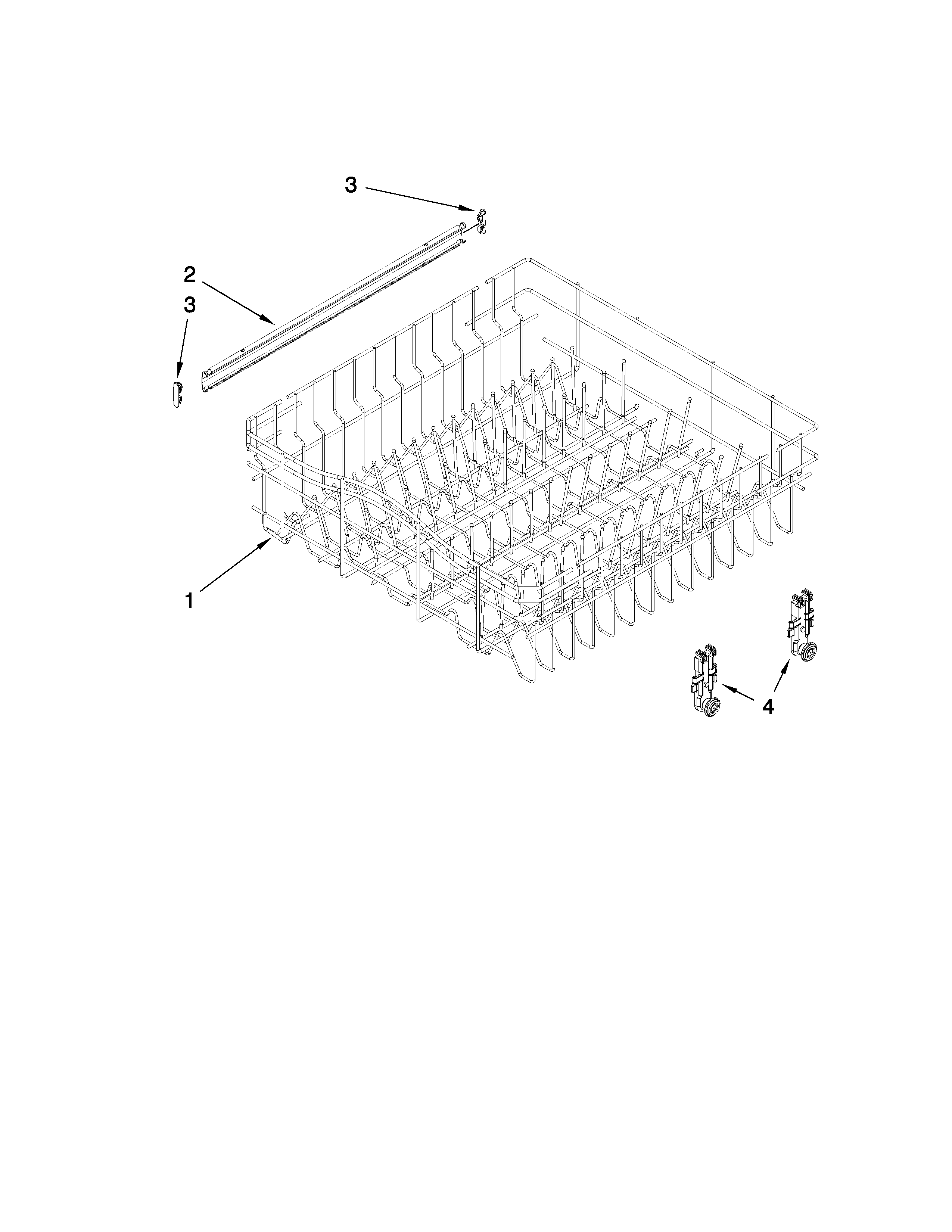 Upper rack and track parts