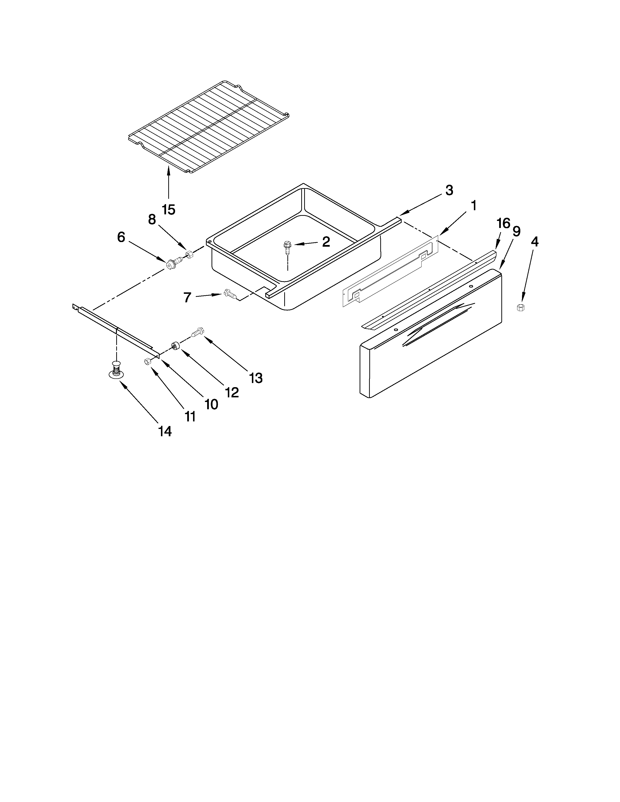 Drawer and rack parts