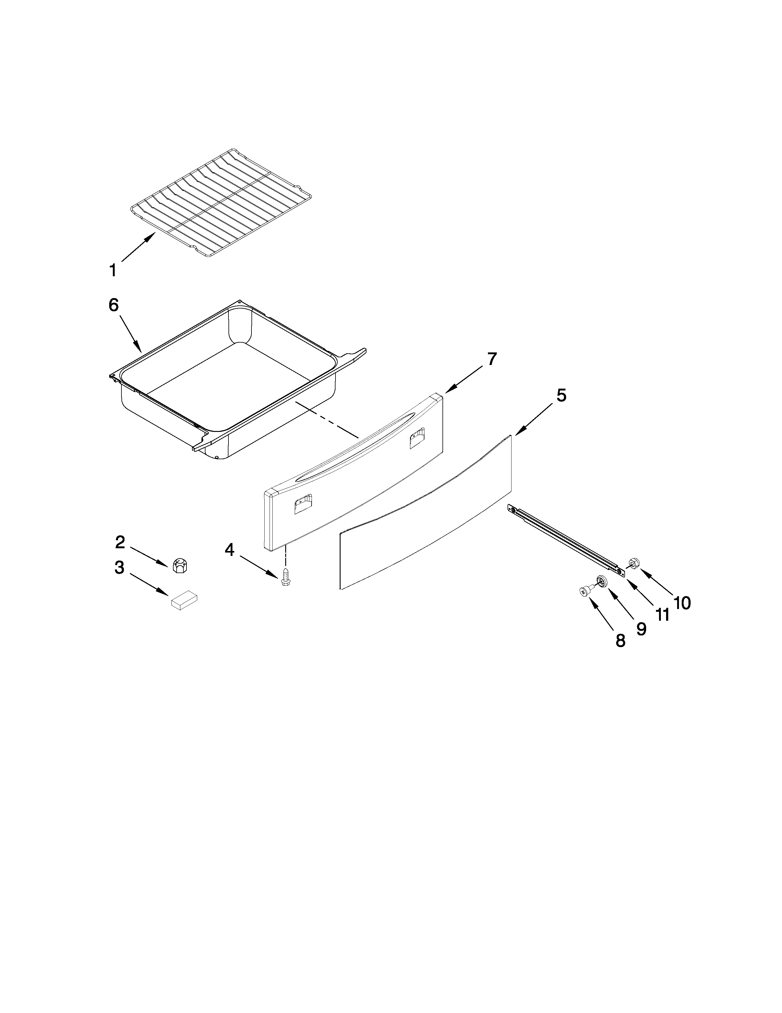 Drawer and rack parts