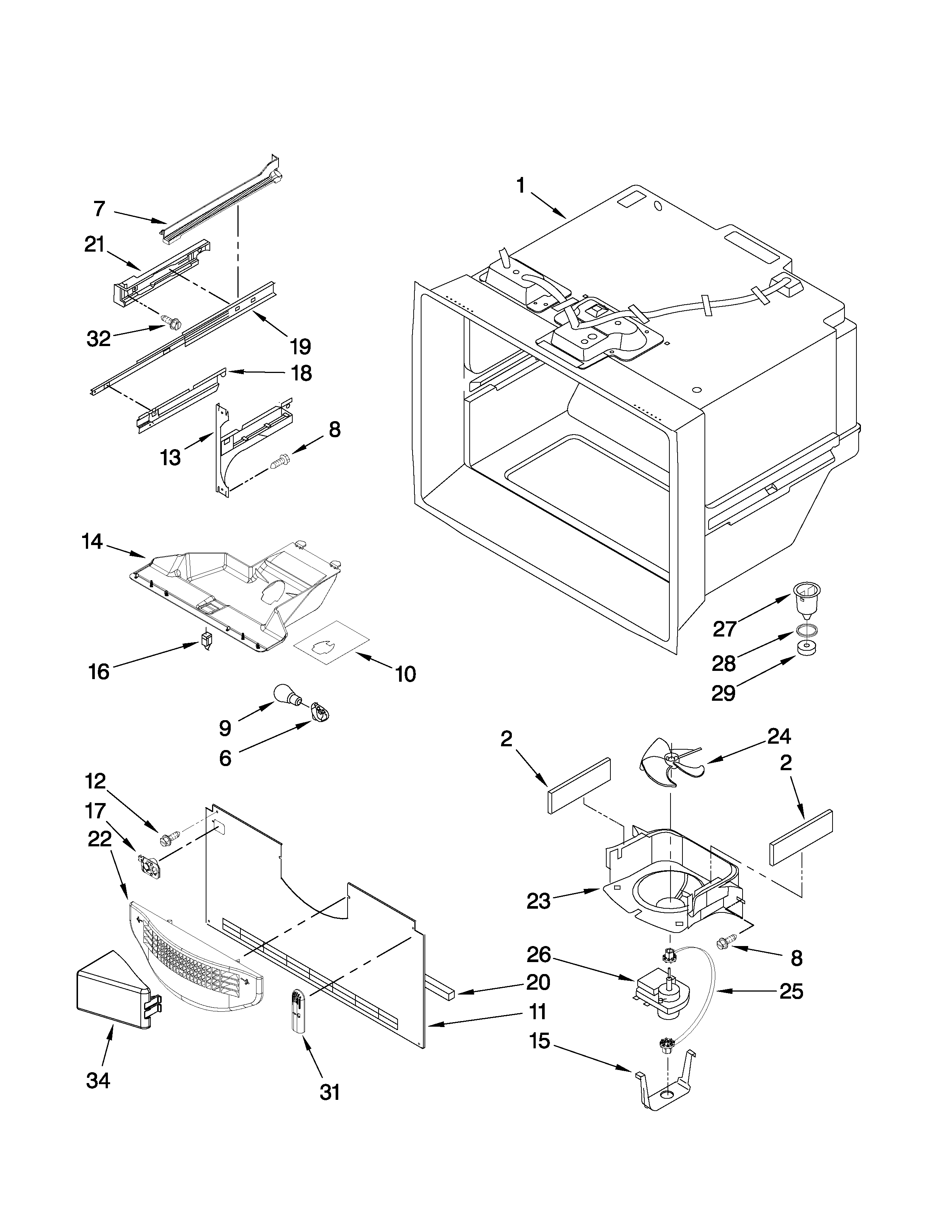 Freezer liner parts