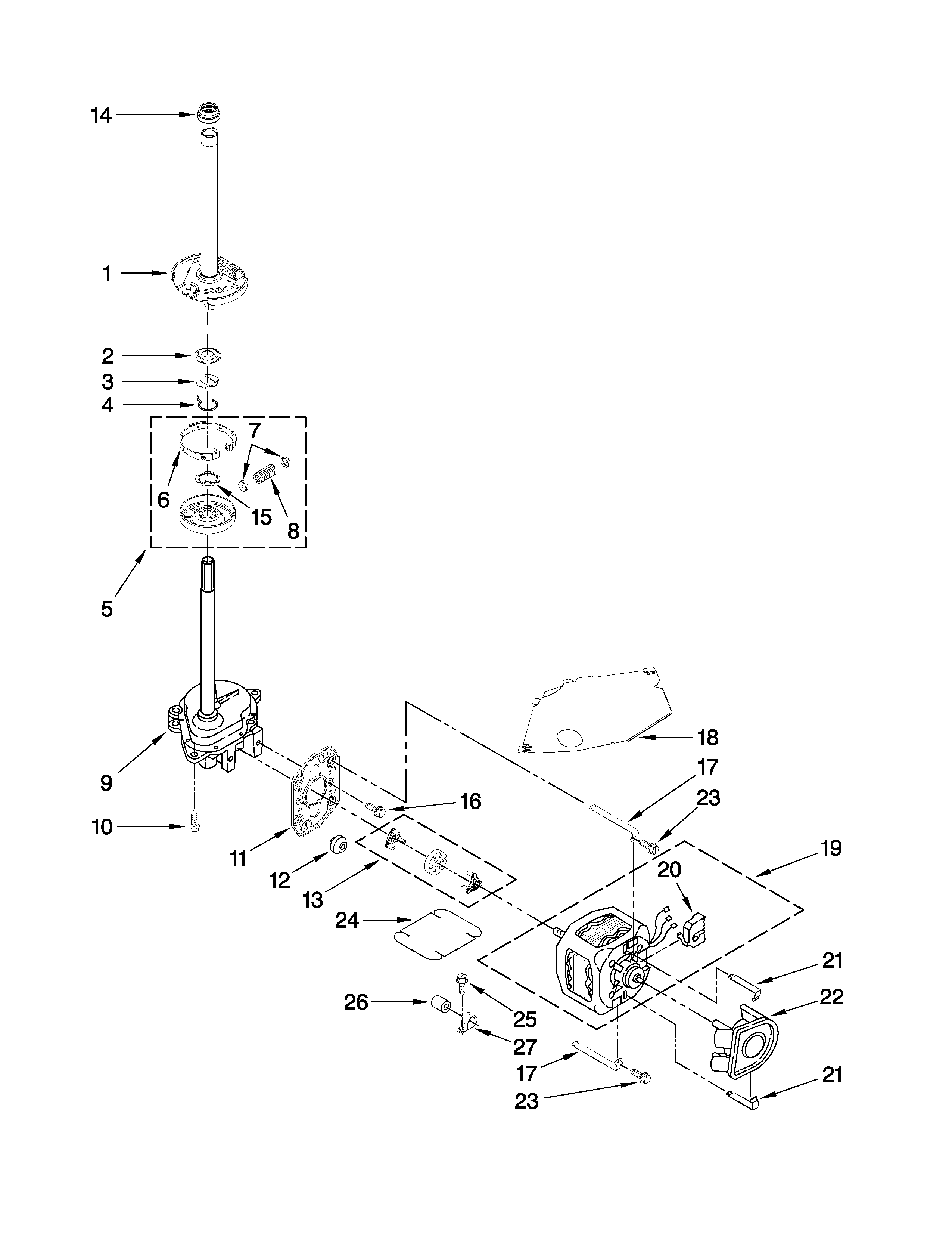Brake, clutch, gearcase, motor and pump parts