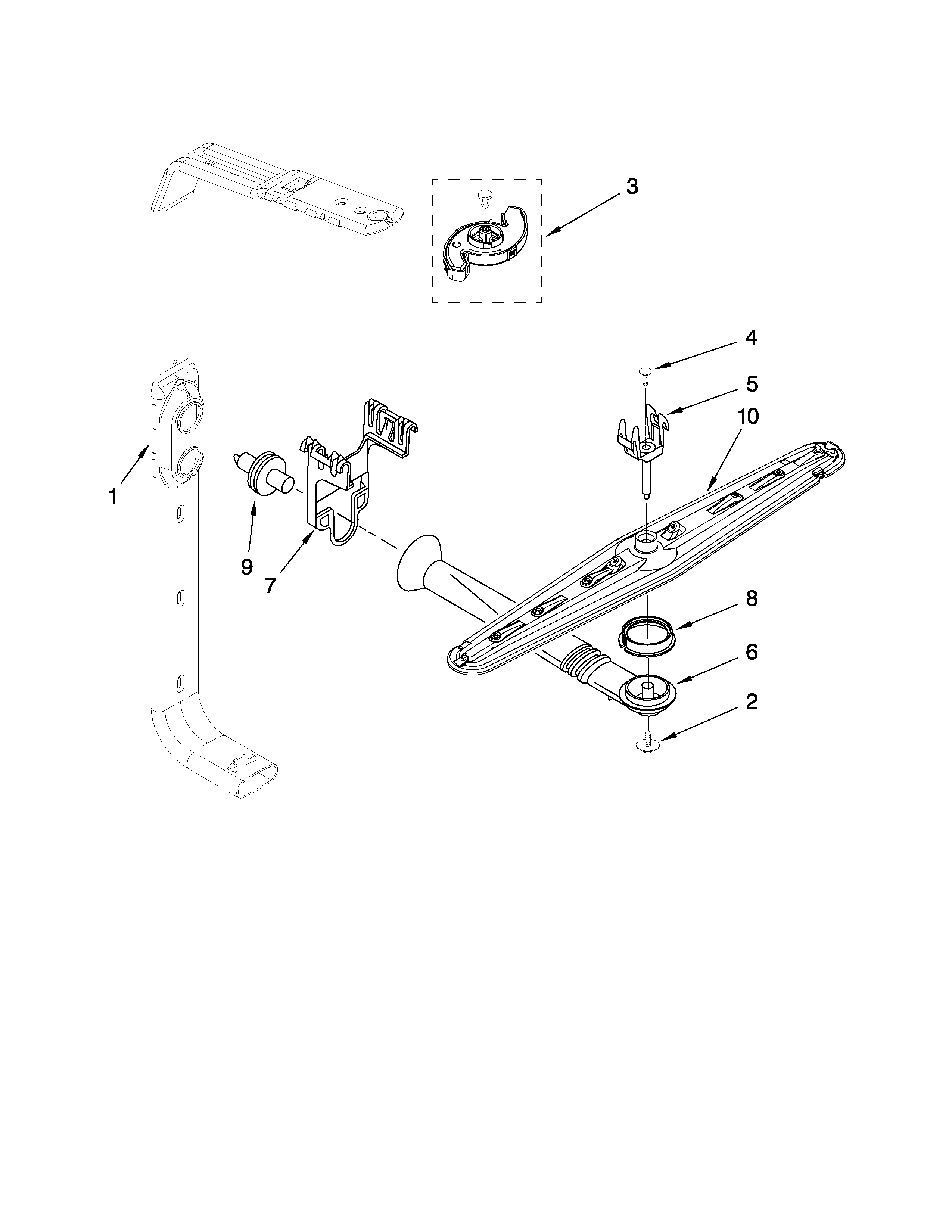 Upper wash and rinse parts