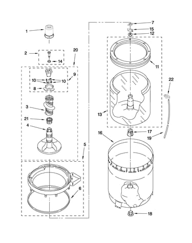 Agitator, basket and tub parts