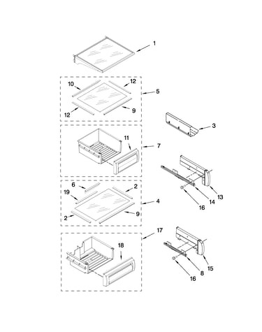 Refrigerator shelf parts