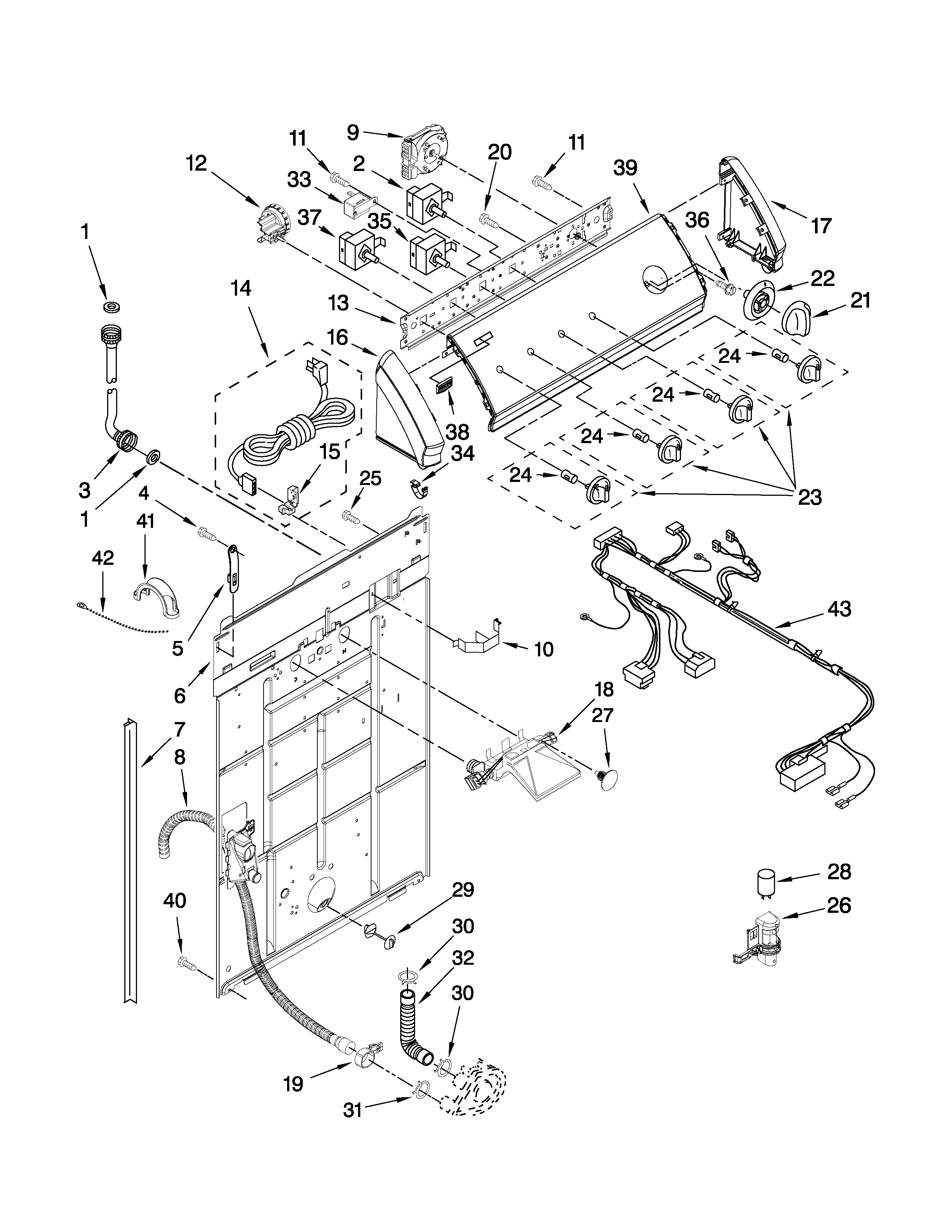 Controls and rear panel parts