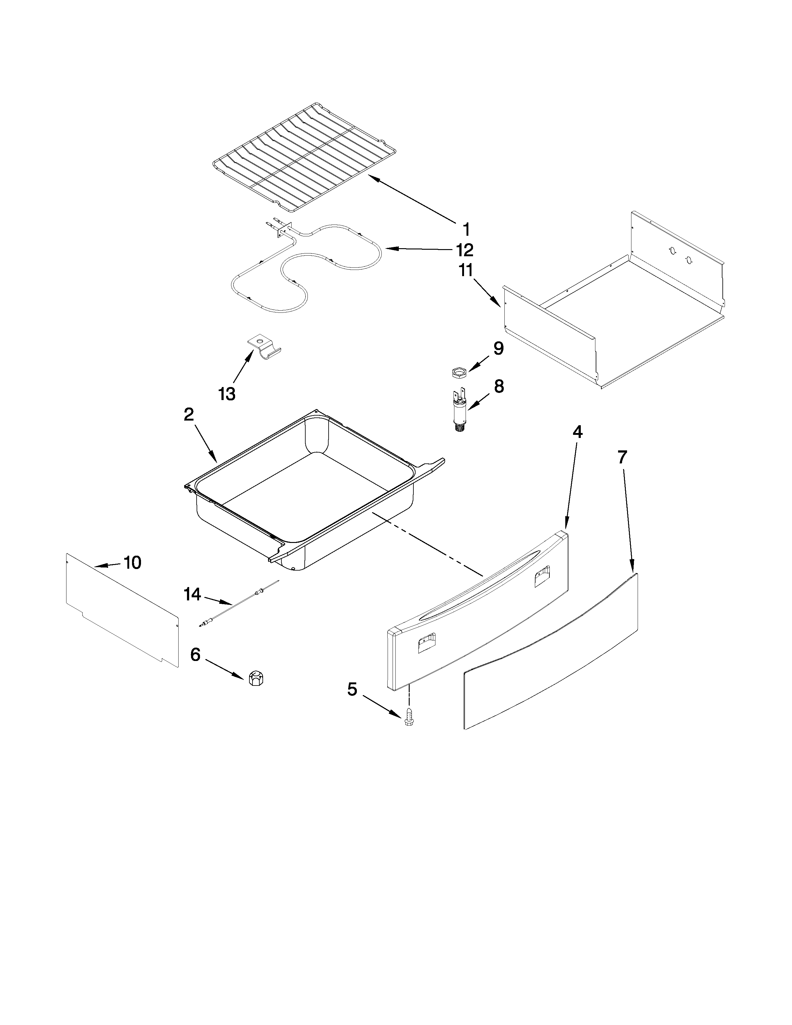 Drawer and rack parts