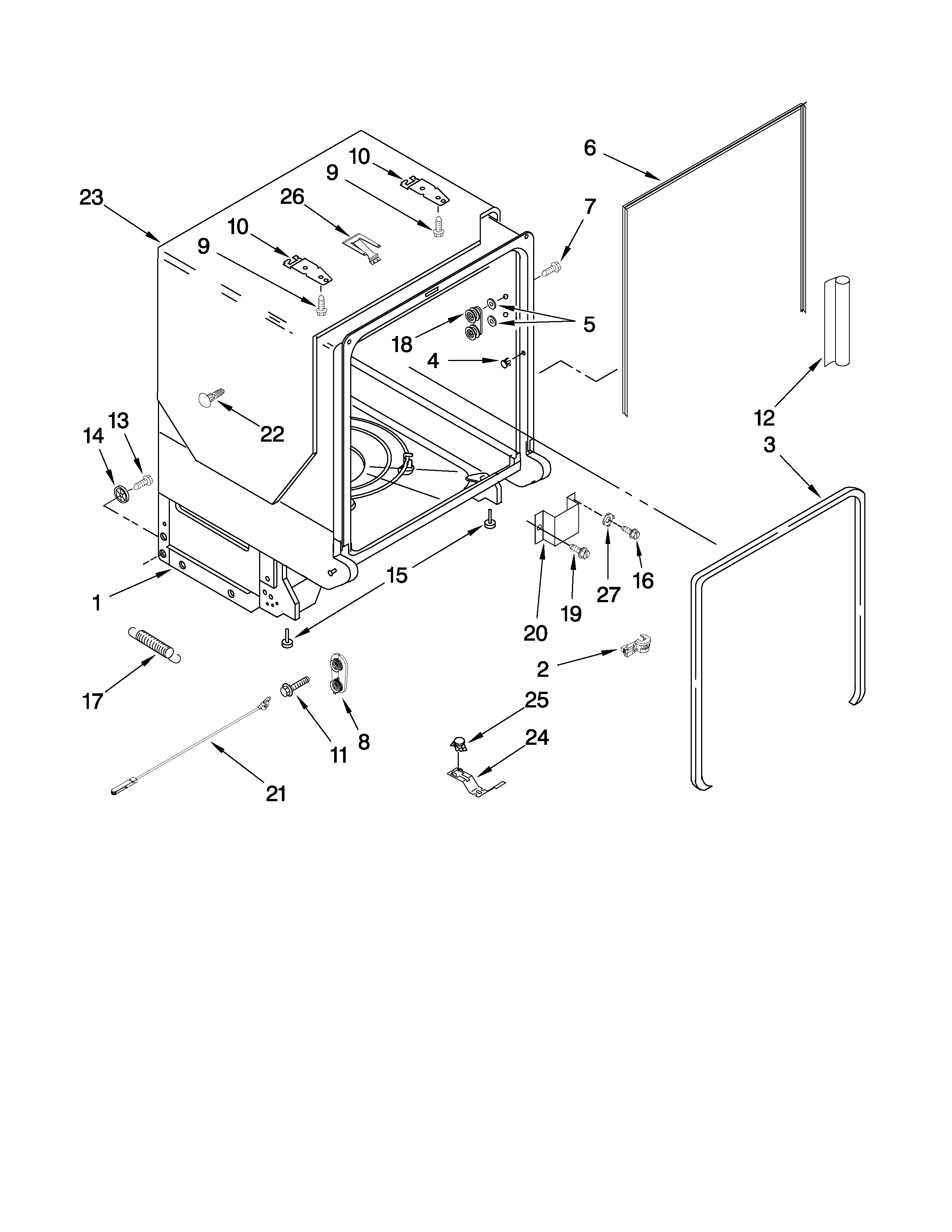 TUB AND FRAME PARTS