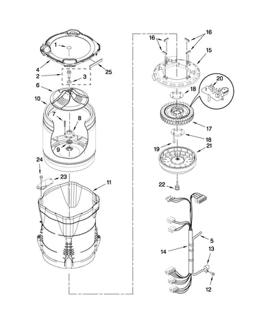 Motor, basket and tub parts