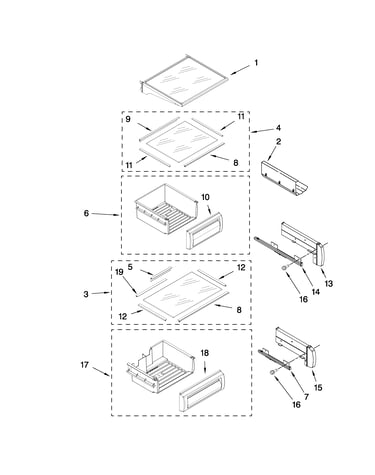 Refrigerator shelf parts