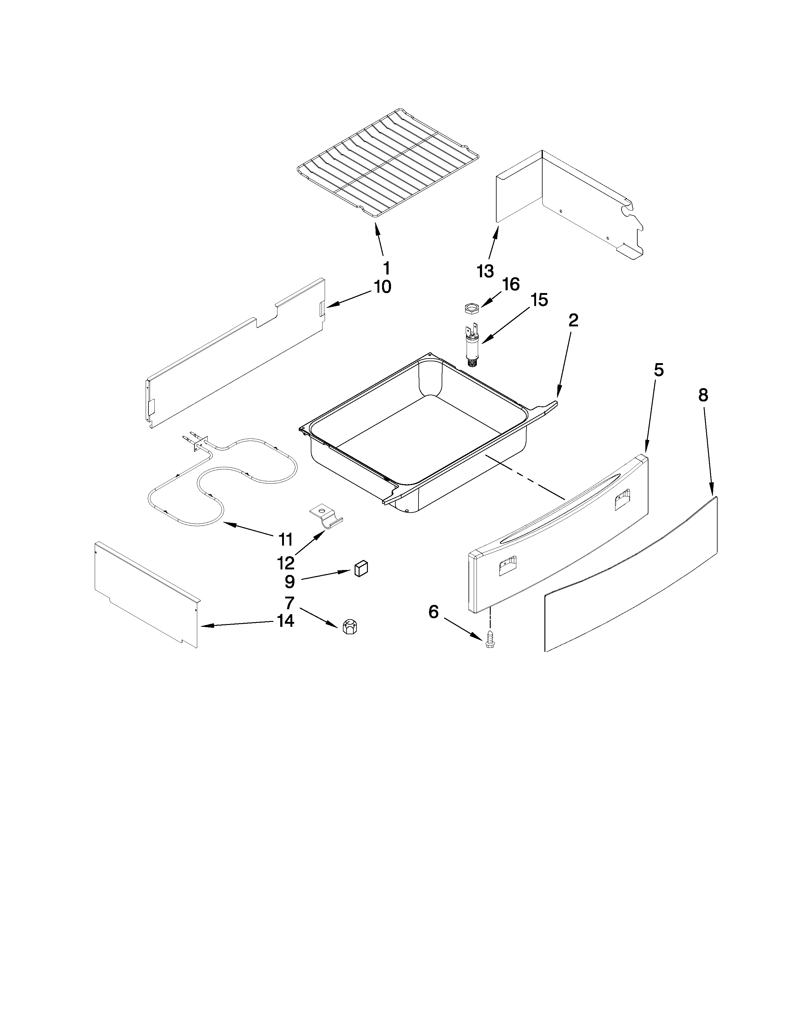 Drawer and rack parts