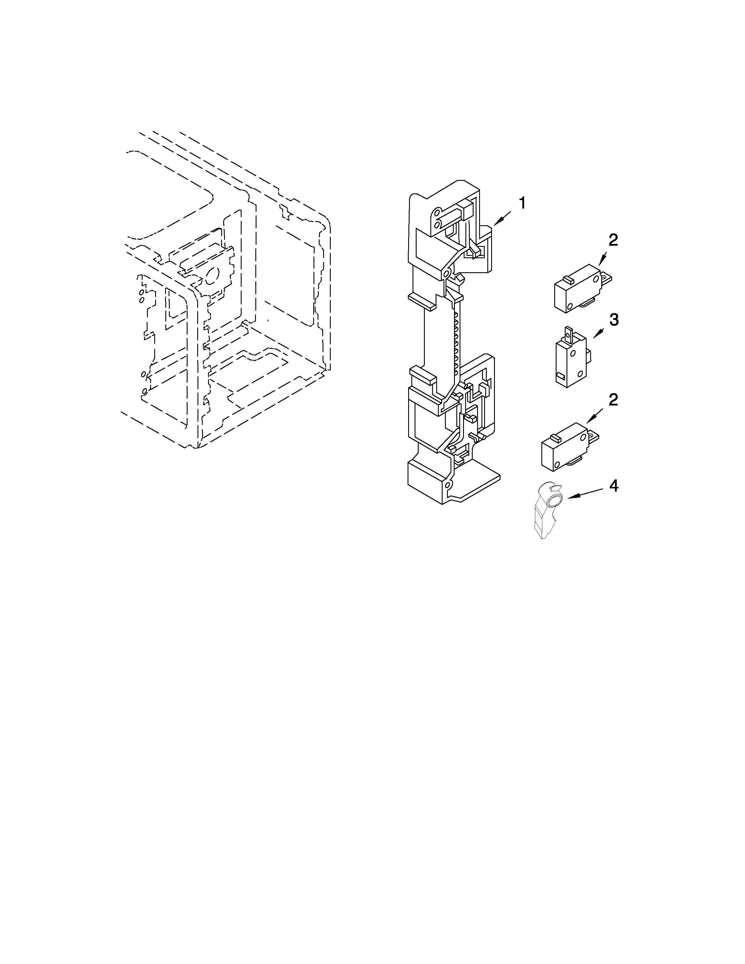 Microwave latch board parts
