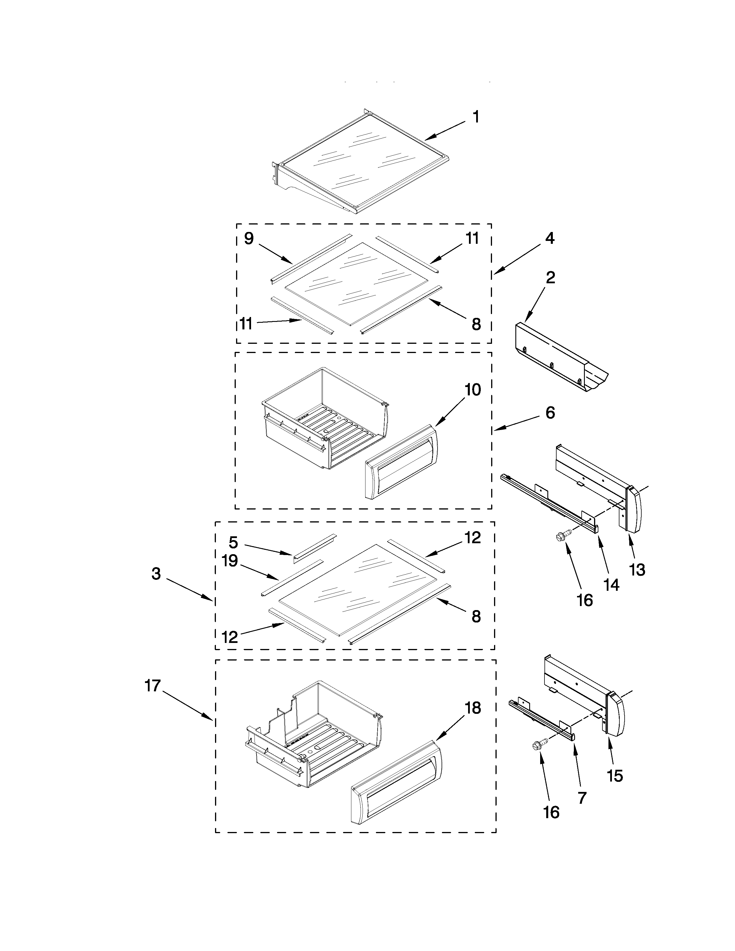 Refrigerator shelf parts