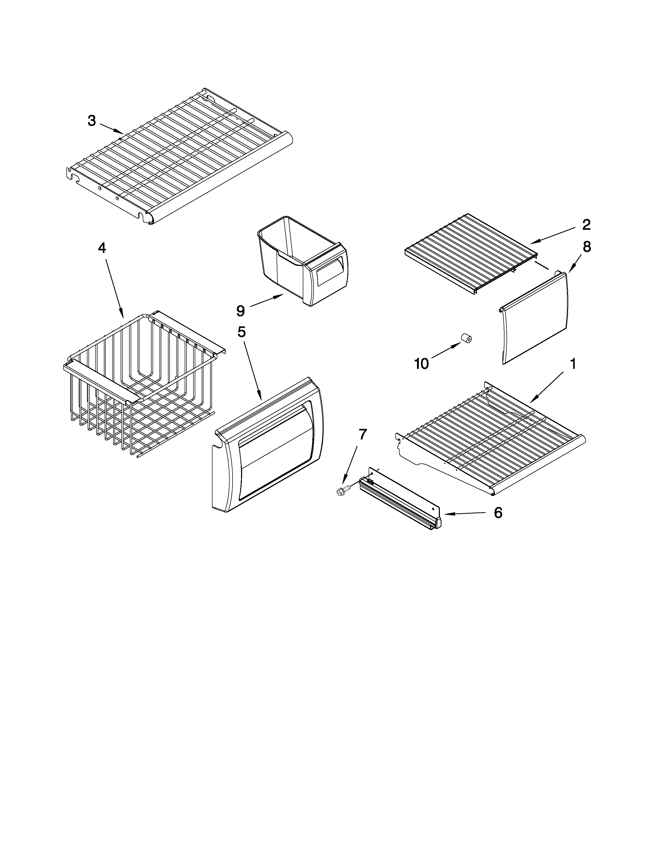 Freezer shelf parts