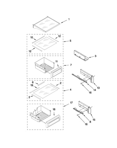 Refrigerator shelf parts