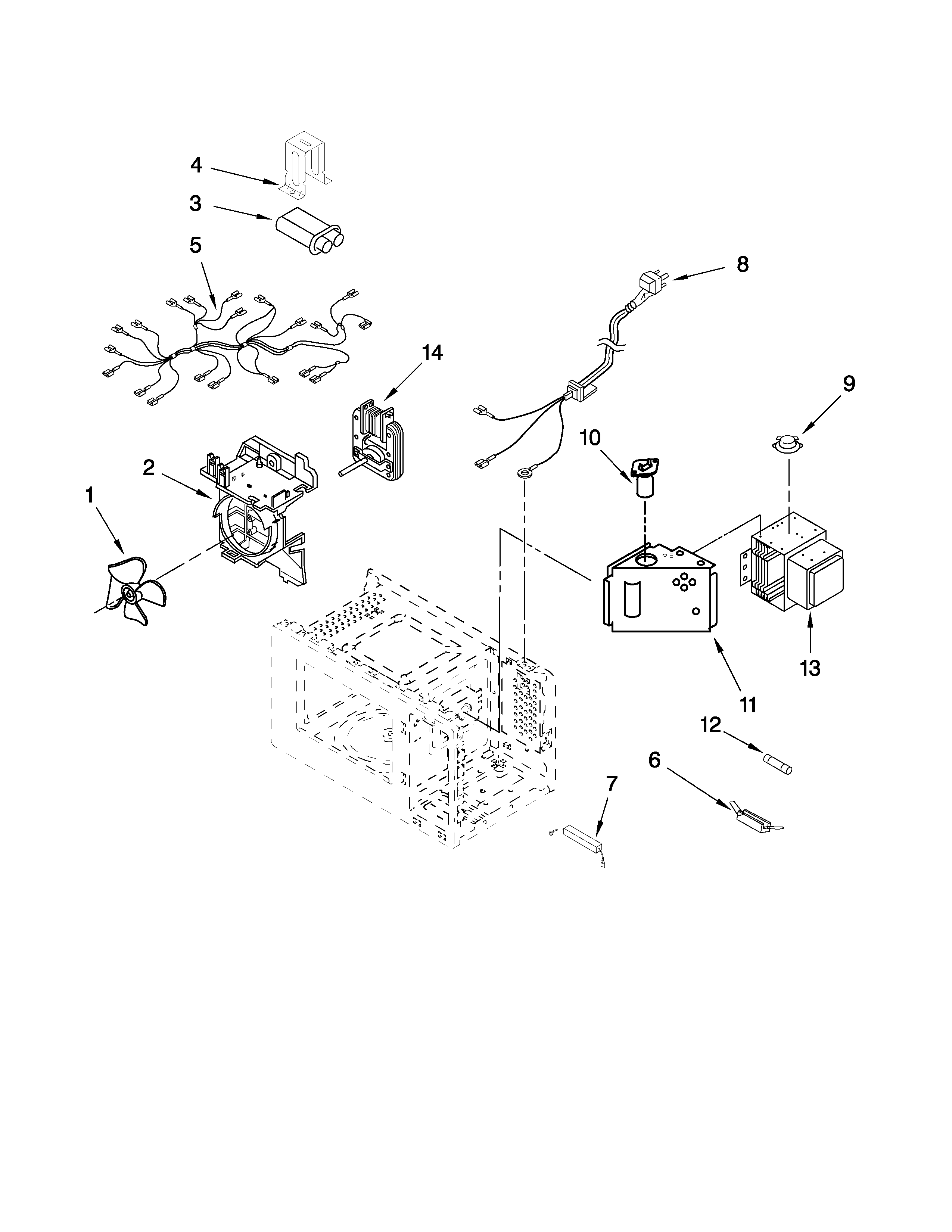 Microwave interior parts