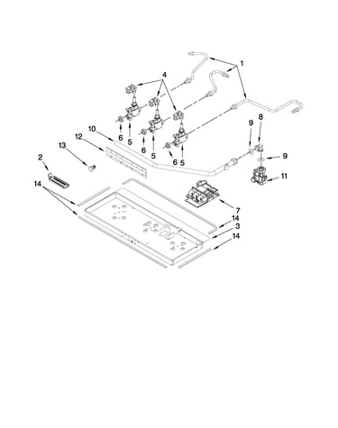 Burner box, gas valves, and switches