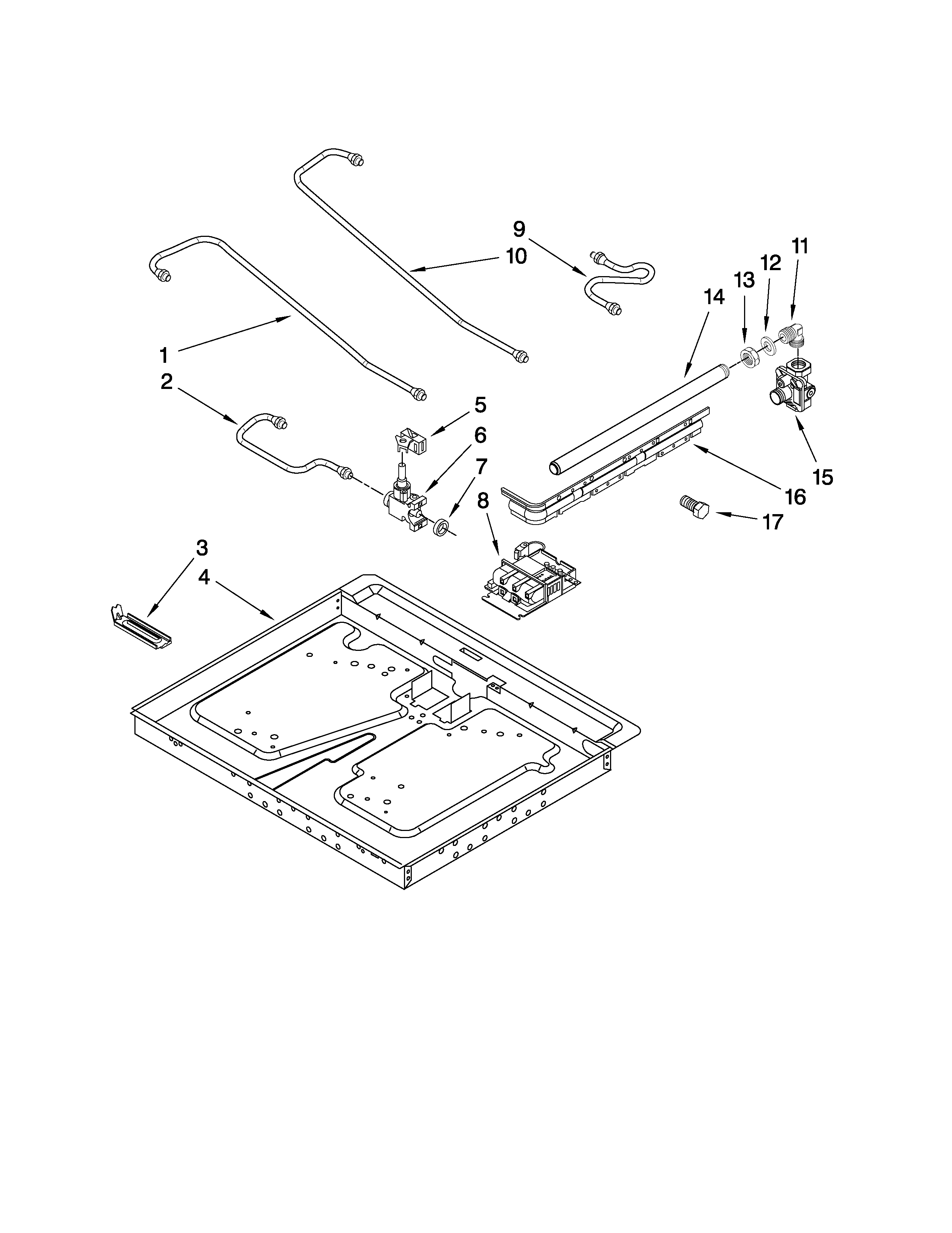 BURNER BOX, GAS VALVES, AND SWITCHES