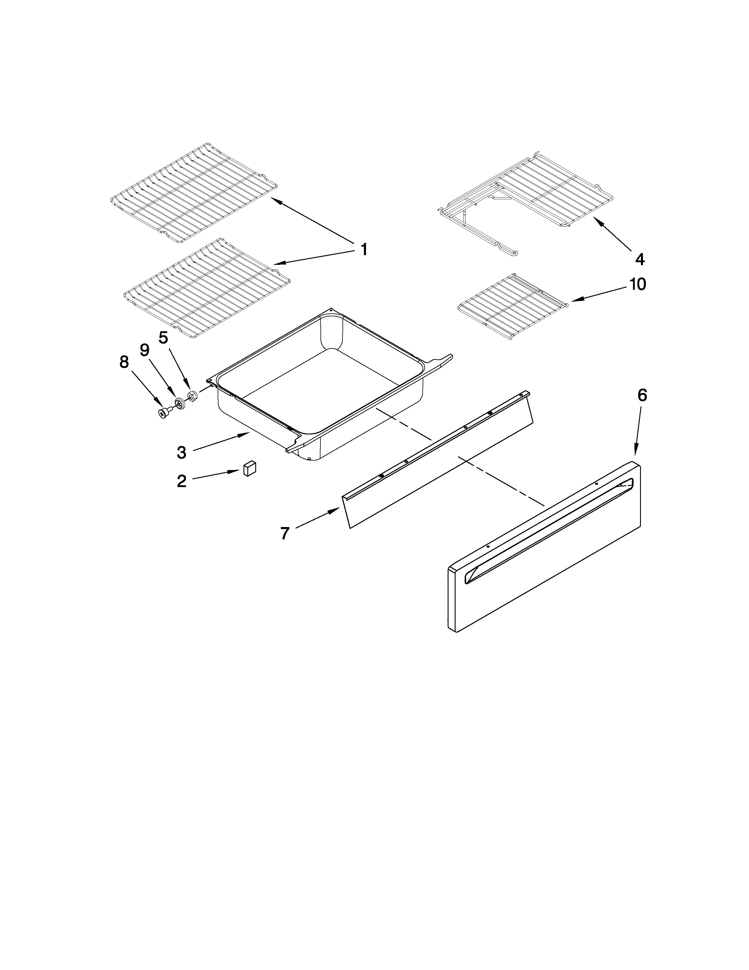 Drawer and rack parts