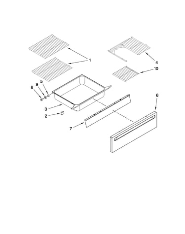 Drawer and rack parts