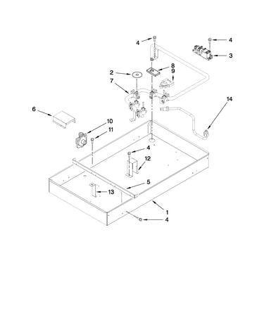 Burner box, gas valves, and switches