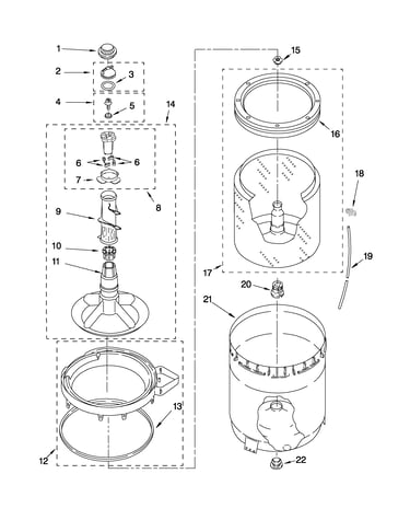 Agitator, basket and tub parts