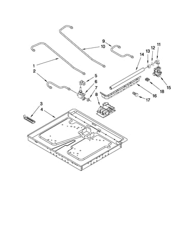 Burner box, gas valves, and switches