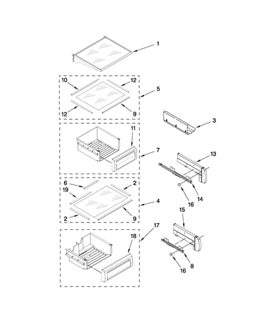 Refrigerator shelf parts