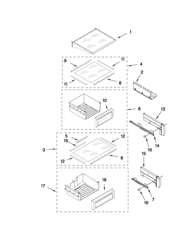 Refrigerator shelf parts